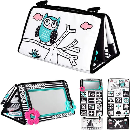 Black And White Baby Floor Mirror Tummy Time Sensory Baby Toys 6 12 months Toys For Babies Montessori Development Crawl Toys