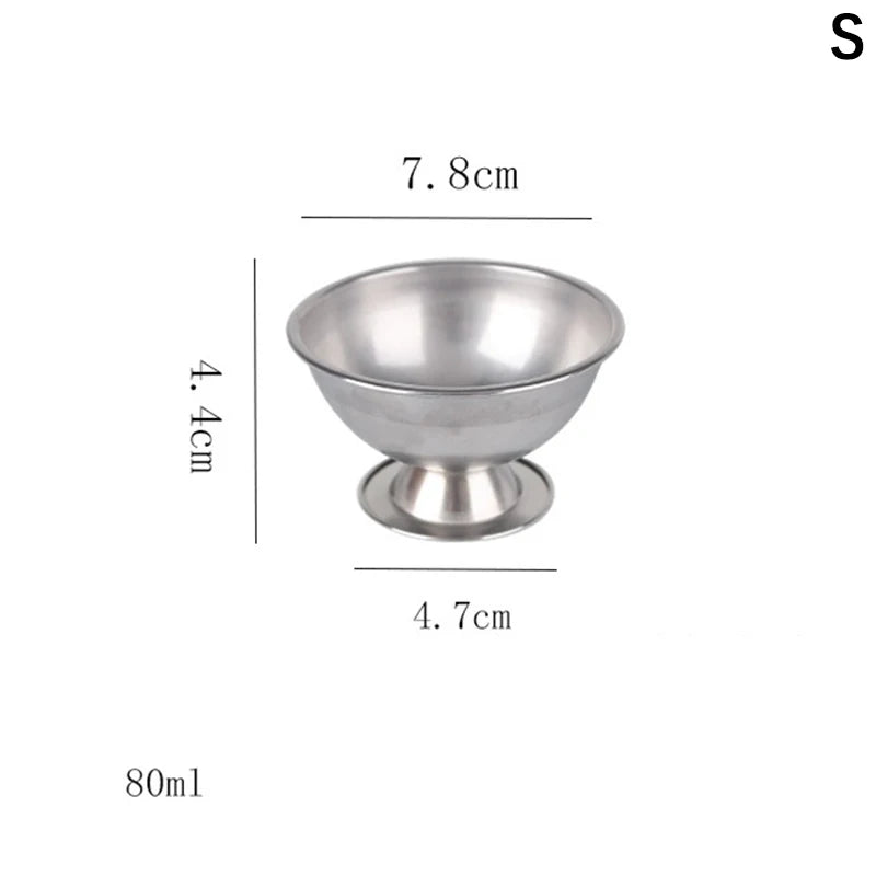 Ice Cream Cups Stainless Steel Salad Bowl Dessert Fruit Plate Snack Dish Kitchen Breakfast Cooking Tool Party Supplies
