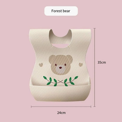 50-Pack Disposable Bibs for Babies Aged 6 Months to 2 Years Cartoon Bear Feeding Bib for Boy Girl Non-woven Drool Towel