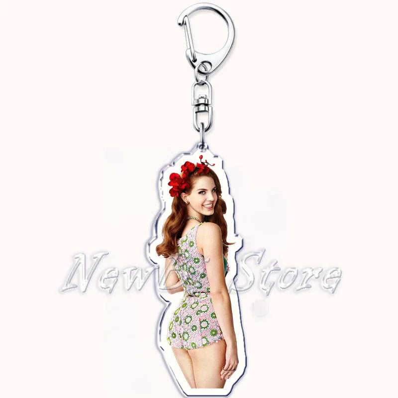 Hot Singer Lana Del Rey Keychain for Accessories Bag Pendant Born To Die Ultraviolence Key Chain Ring Keyring Jewelry Fans Gifts