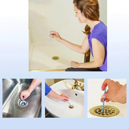 12Pc 10cm Solid Sani Sticks Oil Decontamination Kitchen Toilet Bathtub Drain Cleaner Sewer Pipe Eliminate Odor Clog Cleaning Rod