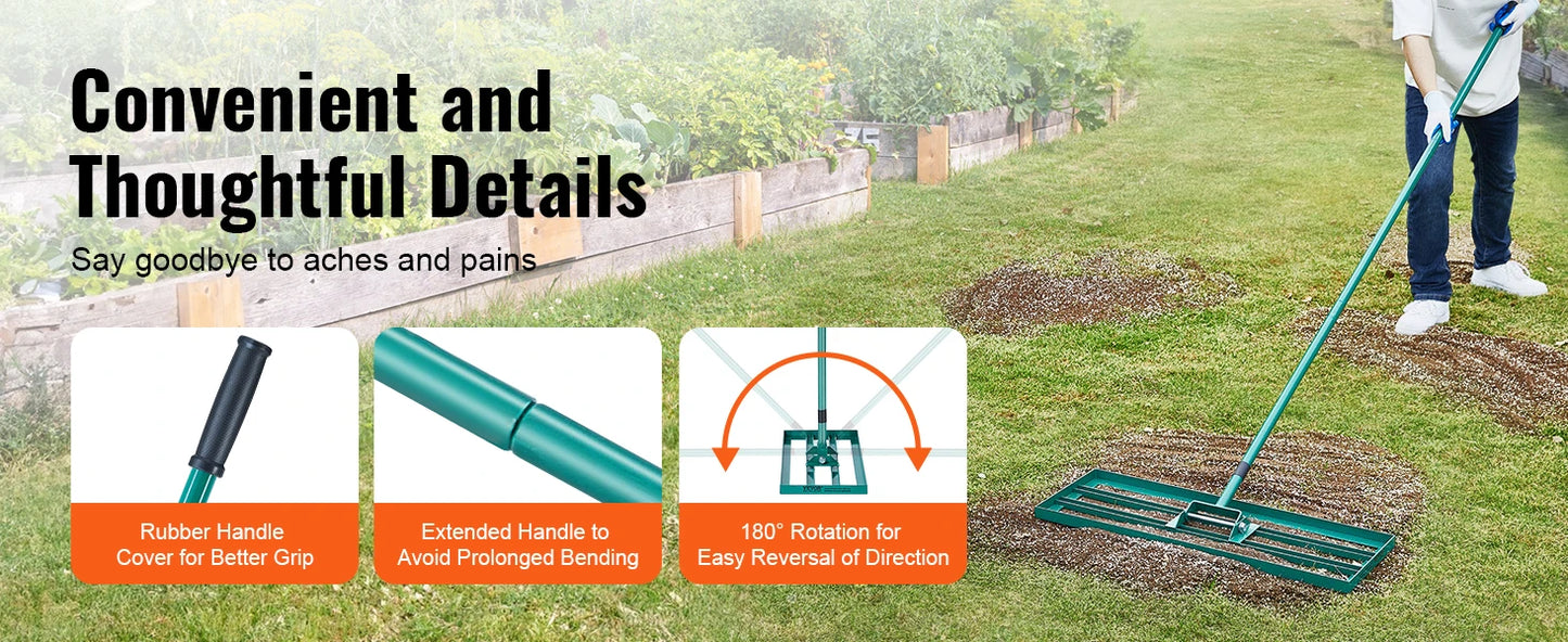 VEVOR Lawn Leveling Rake  Level Lawn Tool, Heavy-duty Lawn Leveler with  Extended Handle Yard Leveling Rake Suit