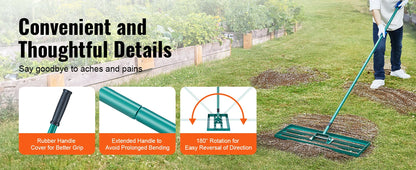 VEVOR Lawn Leveling Rake  Level Lawn Tool, Heavy-duty Lawn Leveler with  Extended Handle Yard Leveling Rake Suit