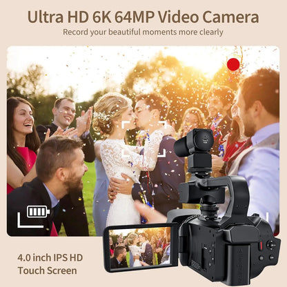 6K Professional Video Cameras for Photography 64MP Ultra HD 18X Digital Zoom Camcorders YouTube Live Streaming Vlog Recorder