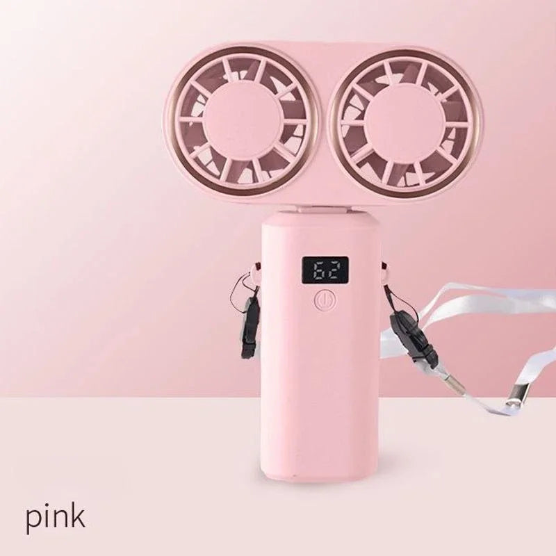 New Handheld USB Small Fan Double-headed Handheld Fan with Long Battery Life Mini Rechargeable Portable Electric Fan.