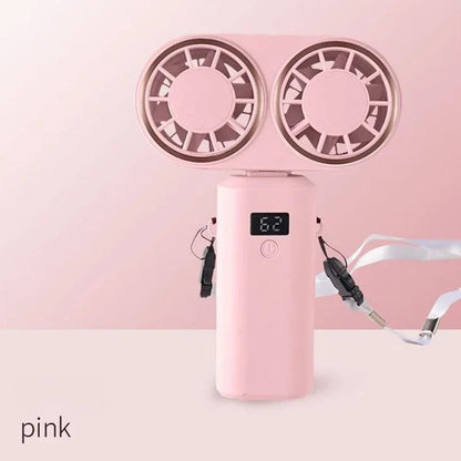 New Handheld USB Small Fan Double-headed Handheld Fan with Long Battery Life Mini Rechargeable Portable Electric Fan.