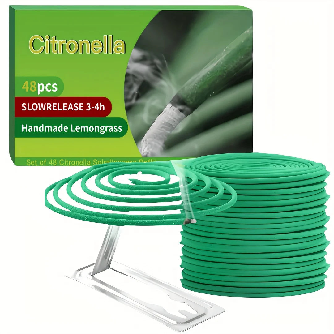 48 Scented Candles with Stand - Natural Lemongrass Fragrance for Outdoor, Swimming Pool Side, Courtyard, Porch, Deck, Camping and Hiking