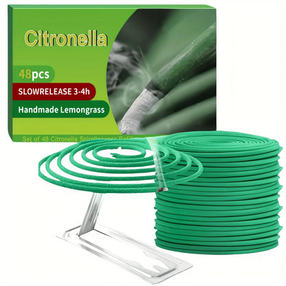 48 Scented Candles with Stand - Natural Lemongrass Fragrance for Outdoor, Swimming Pool Side, Courtyard, Porch, Deck, Camping and Hiking