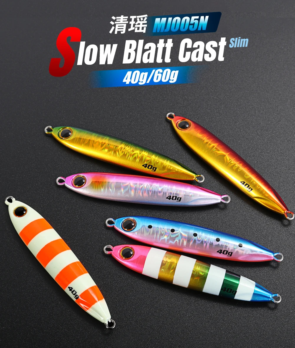 JIGGING PRO 40g 60g Slow Blatt Cast Slim Shore Jigging Lure Long Cast Metal Jig Fishing Bait