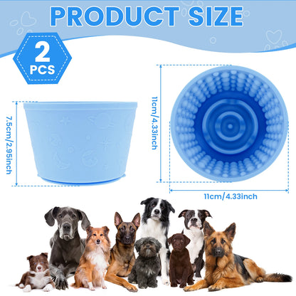 2Pcs Dog Lick Silicone Mat Pet Slow Bowls Distraction Food Training Dog Cat Feeder Anti Choking With Suction Cup Bottom
