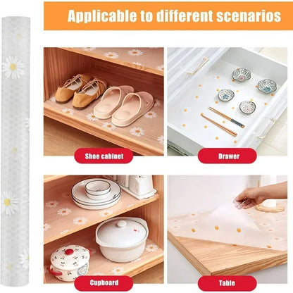 Non-Slip Drawer Mat Thicken Flower Pattern Shelf Cover Liners Waterproof Cabinet Pads EVA Placemat Table Fridge Pad Desk Covers