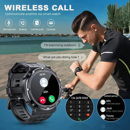 Outdoor Sports Smartwatch Men Fitness Tracker Wireless Call 410mAh Long Standby Time Waterproof Voice Assistant Swimming Watch