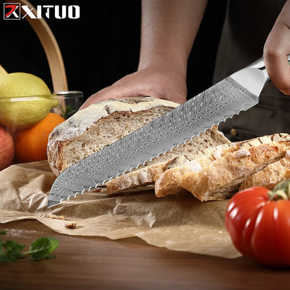 Japanese Bread Knife,8 Inch Serrated Bread Knife, Slicing Bread Knife for Cutting Homemade Sourdough Bread, Serrated Knife