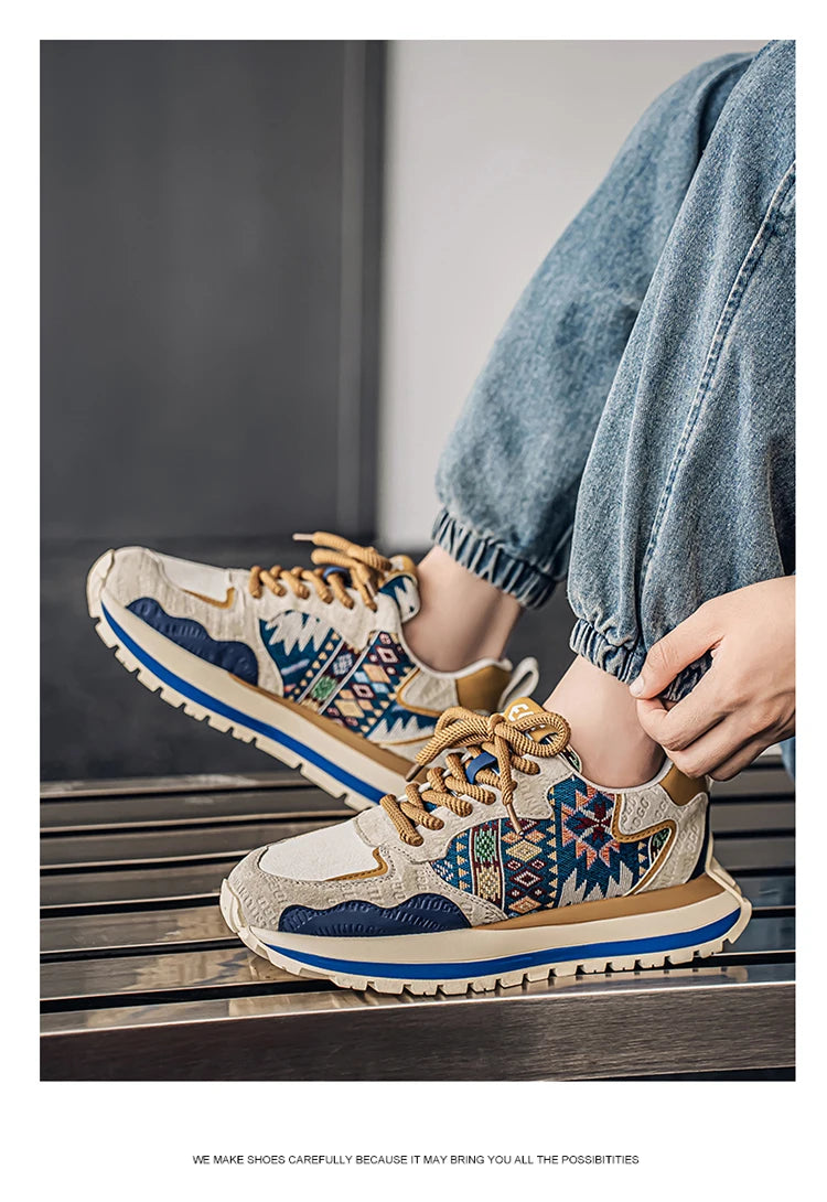 2025 Trend Print Mens Fashion Shoes Design Chunky Men Casual Sneaker Breathable Platform Sneakers Male Running Jogging Shoes