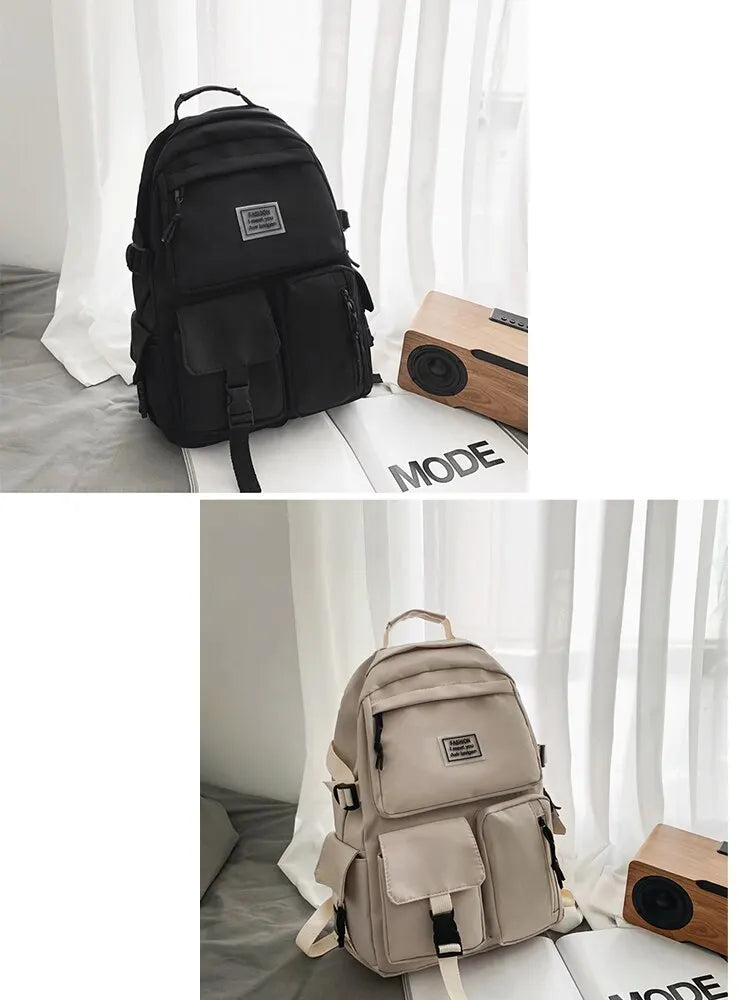 Backpack Large Capacity Light Simple Travel Bag Canvas Backpack Student School Bag Nylon Student Zipper Backpack