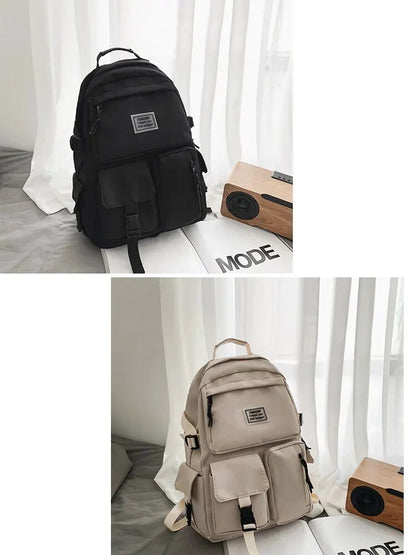 Backpack Large Capacity Light Simple Travel Bag Canvas Backpack Student School Bag Nylon Student Zipper Backpack