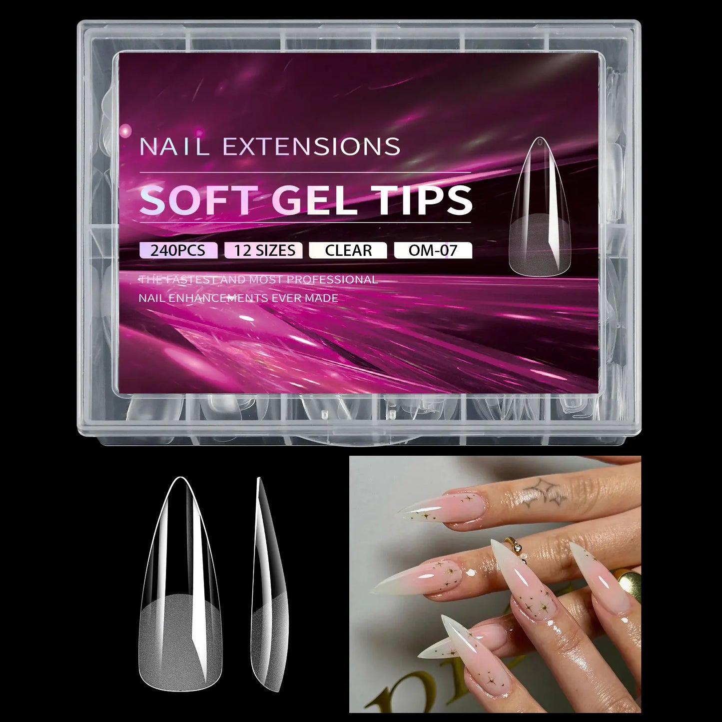 Luxury False Nail Tips Soft Gel Fingertip Semi-matte Capsules Almond French Coffin Full Cover Artificial Fake Nails Extension