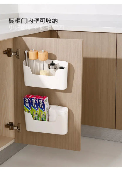 Self Adhesive Storage Box Rack for Door Home Kitchen Bathroom Fridge Organizer Stand Multifunctional Wall Mounted Storage Basket
