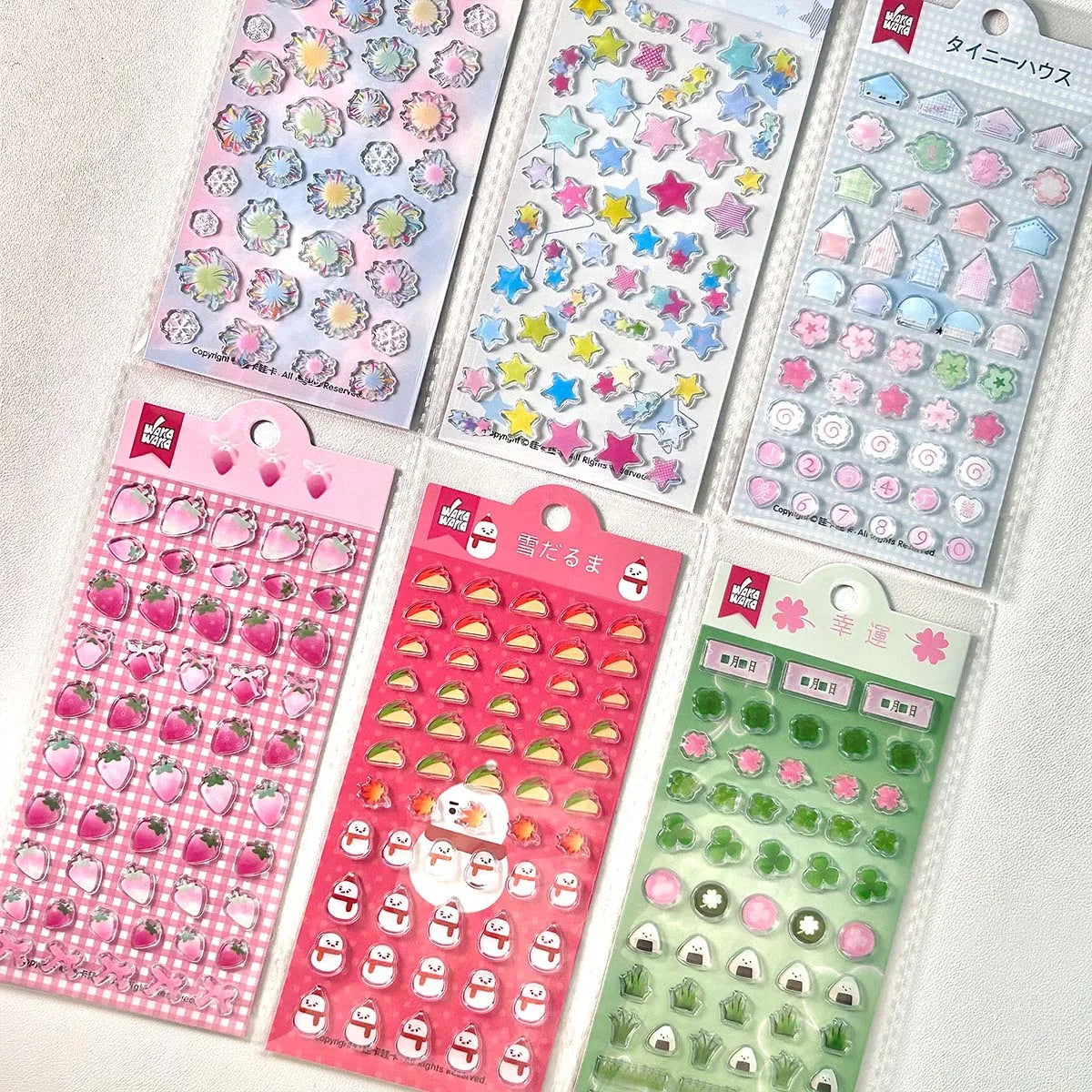 3D Clover Stickers Journal Stickers Strawberry Decorative Stickers for Phone Cases Fireworks DIY Craft Supplies