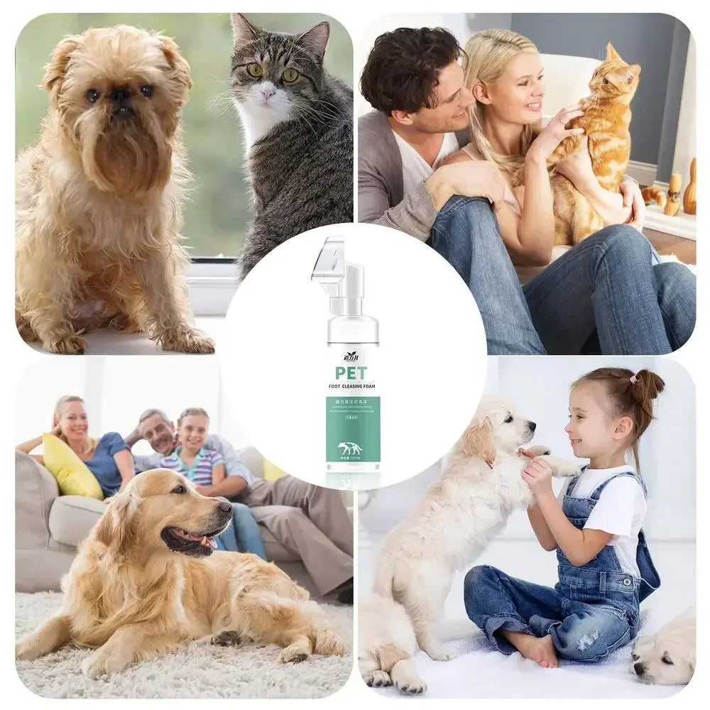 Pet Foot Paw Cleaner 150ml No-Rinse Shampoo With Massaging Brush For Cats Dogs Grooming dog perfume