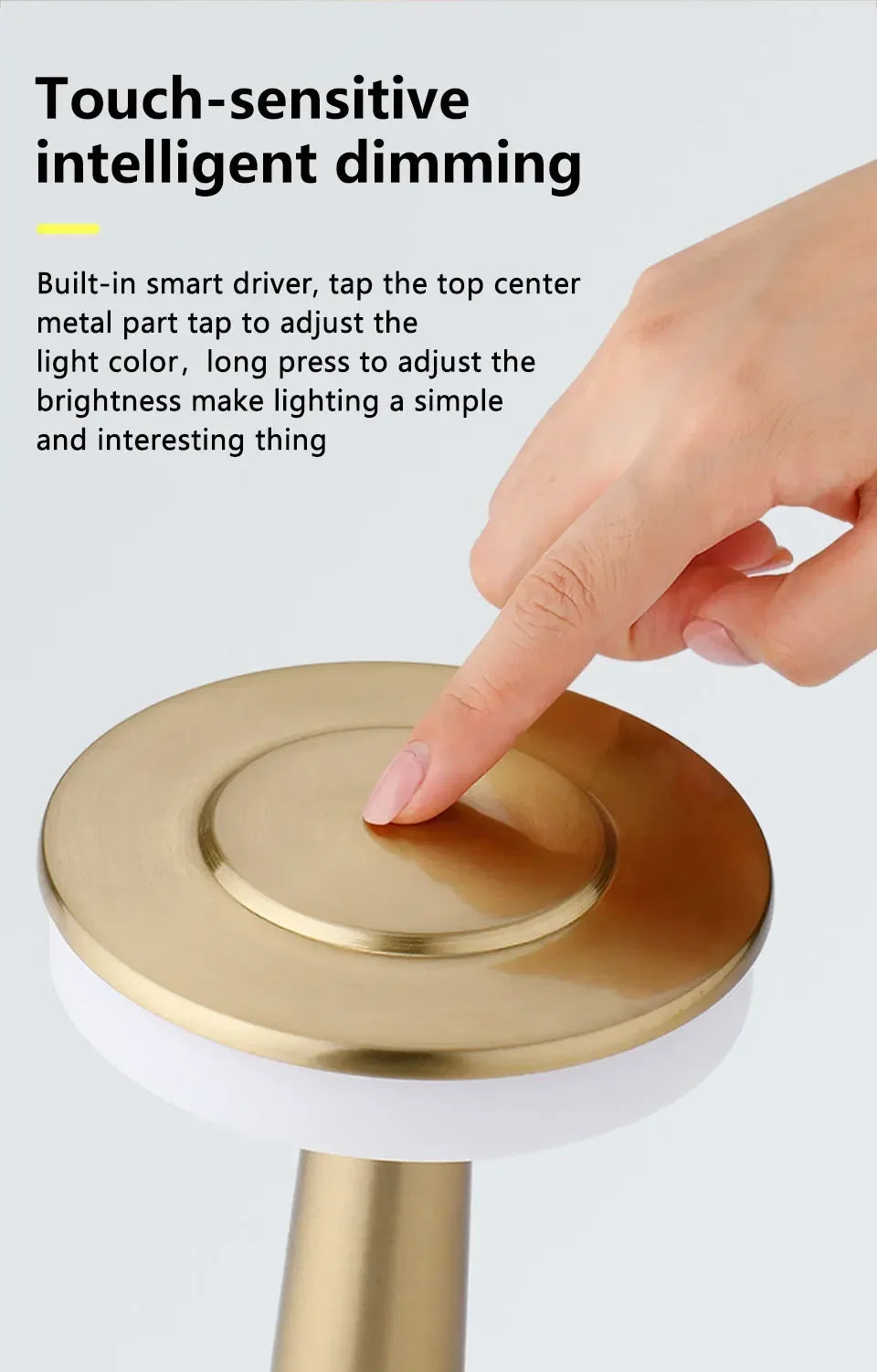 LED Touch Table Lamp Metal Rechargeable Desktop Night Light For Bedroom Restaurant Coffee Bar Study Desktop Decoration Light