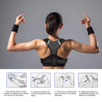 1PCS Back Brace Posture Corrector for Upper & Lower Back Pain Relief - Adjustable, Unisex, Clavicle Support, Improves Posture