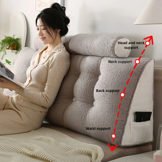 Headboard Pillow Lambswool Triangle Cushion Backrest Pain Relief Sofa Waist Cushion Wedge Sleeping Pillows for Bed Decorative 이불
