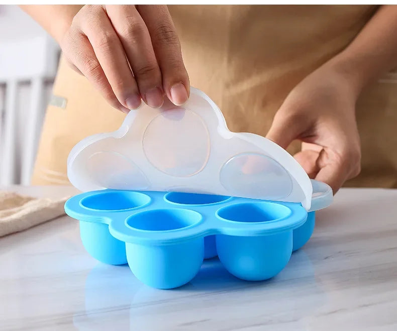 7 Holes Reusable Silicone Baby Food Freezer Tray Crisper Egg Bite Mold BPA Free Storage Baby Food Storage Containers With Lid