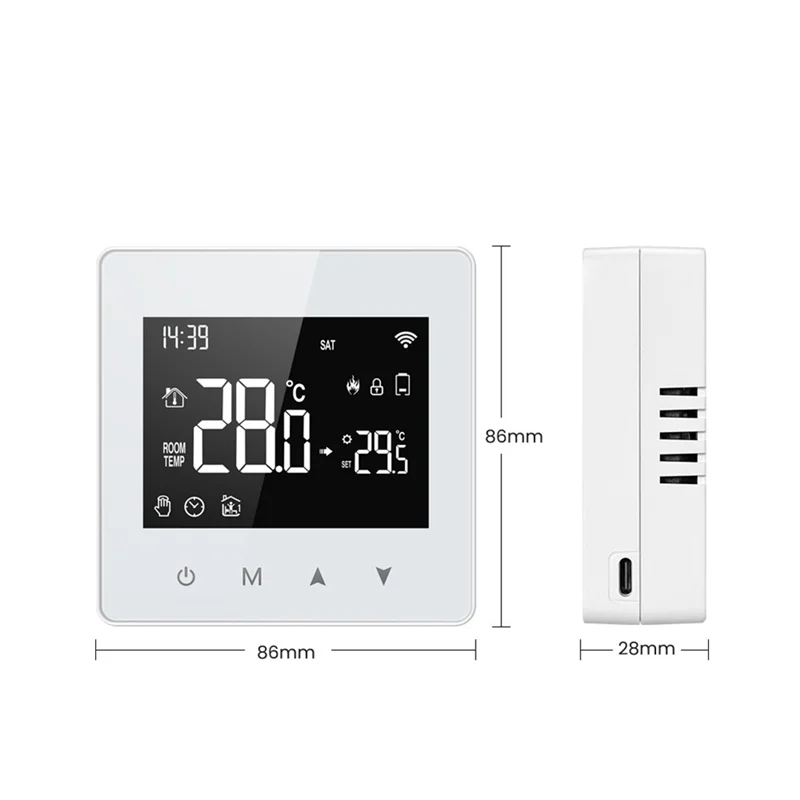 ABZZ-Tuya Zigbee Thermostat Smart Home Battery Powered Temperature Controller For Gas Boiler Works With Voice Assistant, Durable