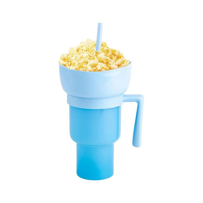 900-1000ml Large Capacity Beverage Popcorn Integrated Multifunctional Straw Cup Bowl Creative Snack Drinks Cup
