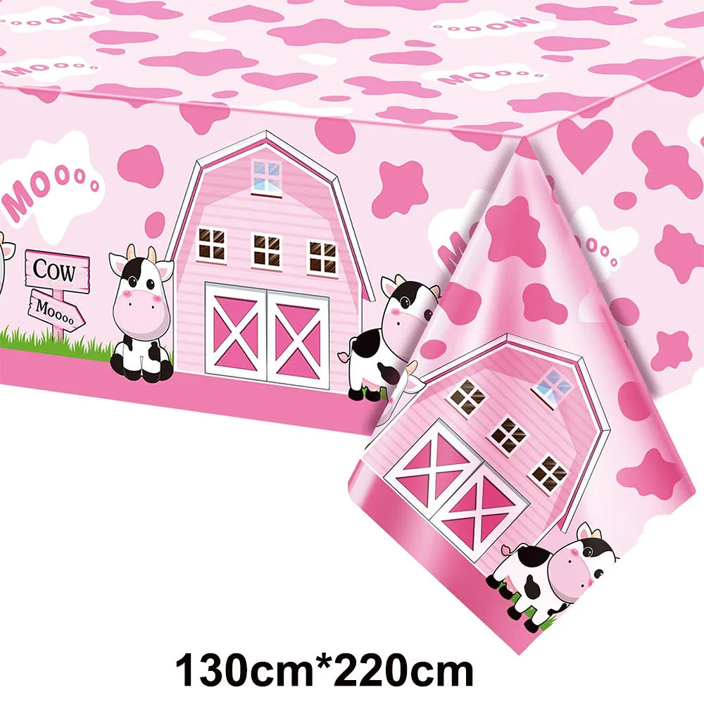 1-5 Pcs Farm Animal Birthday Tablecloth Farm Plastic Table Cover Farm Barnyard Birthday Party Supplies for Baby Shower Boys Girl