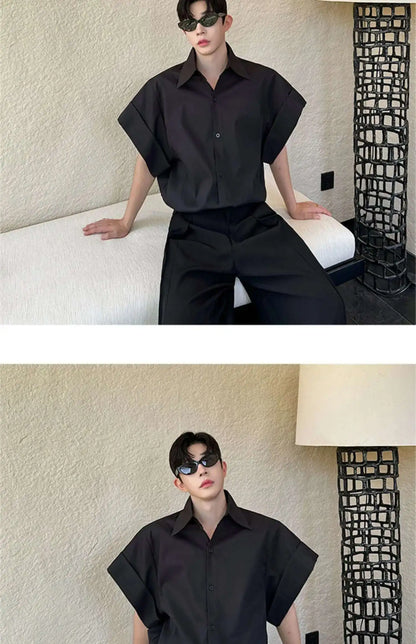 LUZHEN Niche Design Stylish Short Sleeve Shirts Original Fashion Elegant Handsome Korean Clothing Men Casual Blouses Tops LZ4028