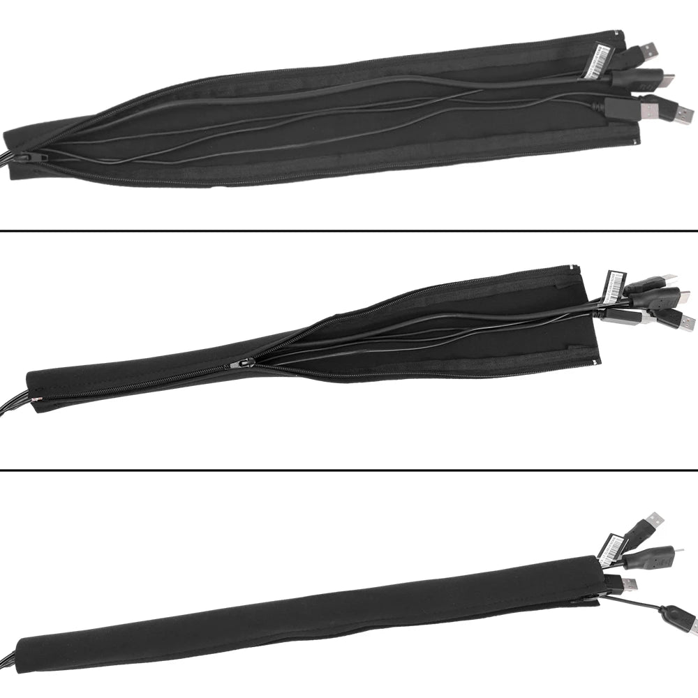 3-1PCS Zipper Cable Sleeve Reusable Cord Organizer Cable Management Protector for Computer TV Wire Cord Organizers 50cm