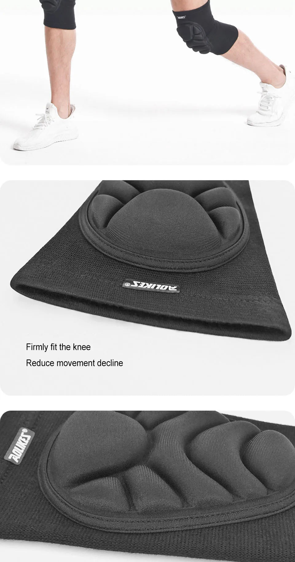 AOLIKES 1Pair Knee Elbow Pads, Thick Sponge Collisioned Kneepads for Work, Basketball Wrestling Football Volleyball Cycling