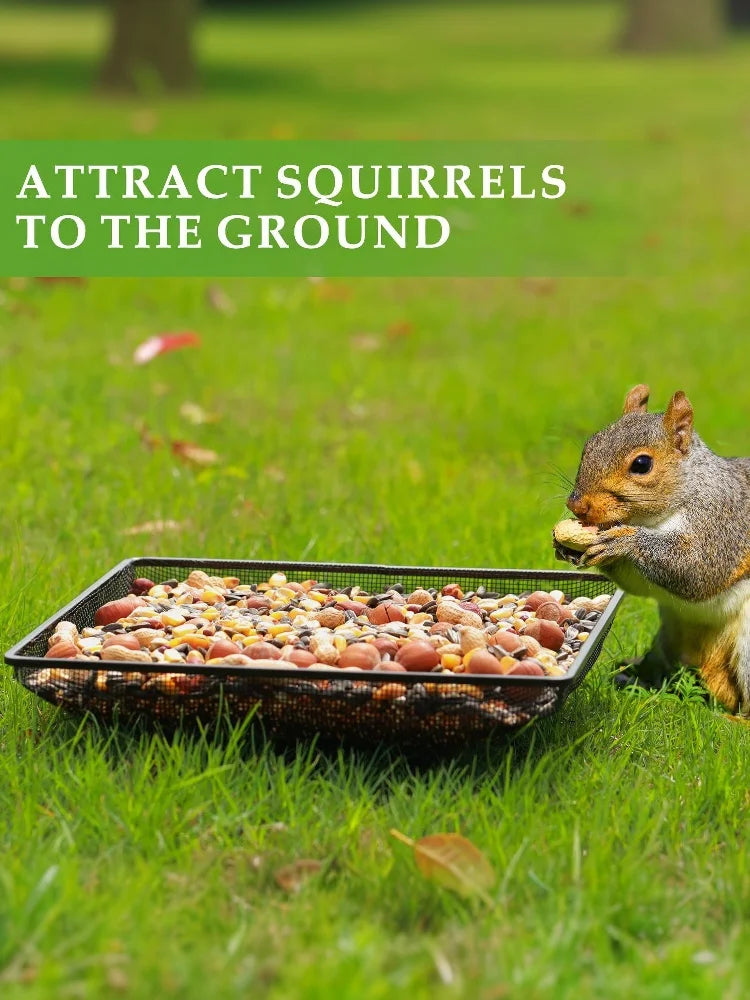 HUA Wild Bird Feeders Square Ground Tray Bird Feeder Metal Mesh Bowl High-capacity Ground Animal Feeding Tray Pet Feed Supplies