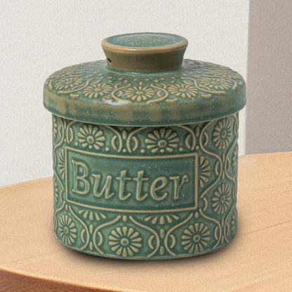 Retro Butter Crock Ceramic With Lid French Butter Dish For Fresh Spreadable Butter Jar Cheese Case Storage Box For Counter