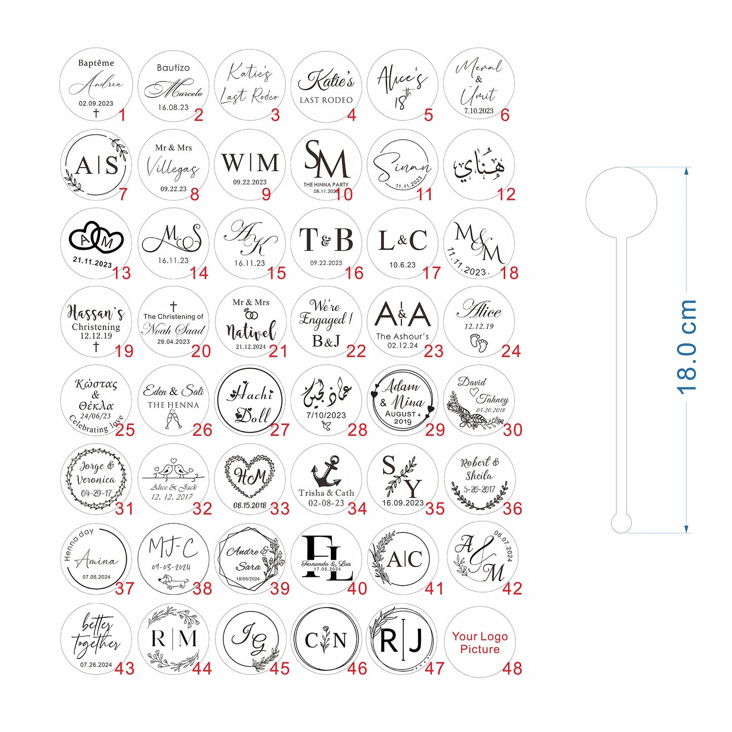 50pcs Personalized Acrylic Bachelorette Party Drink Stirrers, Birthday Swizzle Decoration, Wedding logo custom Cocktail Stirrers