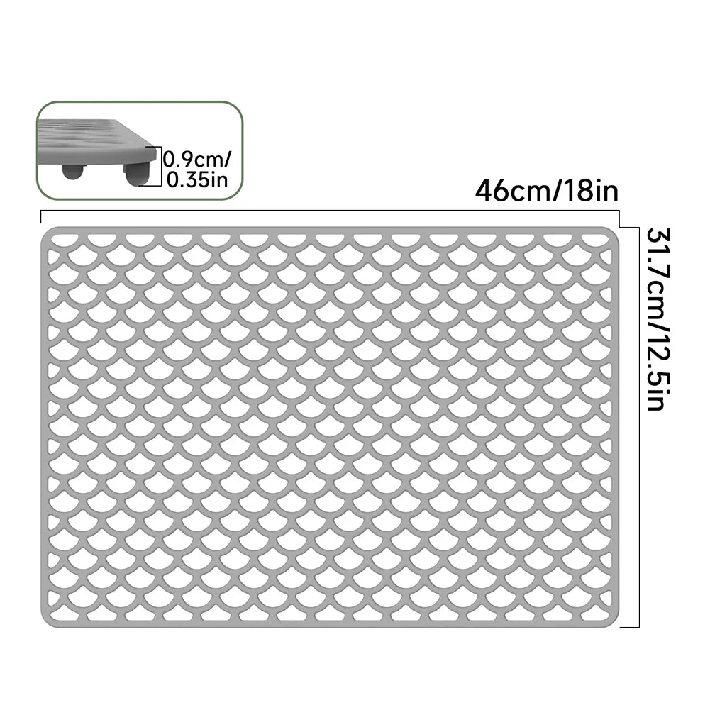 Anti Slip Silicone Sink Mat Essential Kitchen Accessory for Protecting Dishes and Reducing Noise in Center Drain Sinks