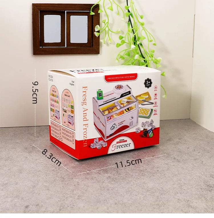 Creative Fridge Magnets 3D Freezer Shop Cabinet Miniature Toy Display Models Mini Decoration Simulation Toy Refrigerator Sticker