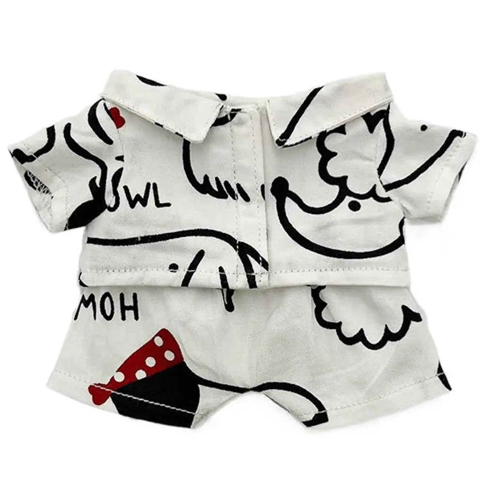20CM Plush Doll Clothes Suit Fruit Animals Printing Lapel Shirt Pants Casual Wears Cotton Stuffed Toys Idol Dolls Accessories