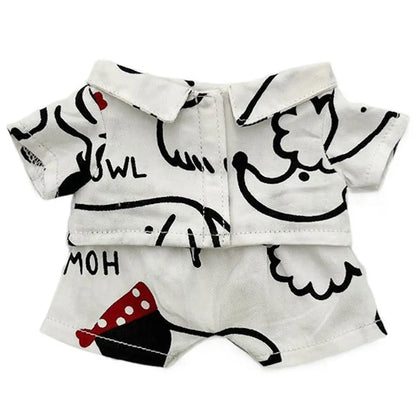 20CM Plush Doll Clothes Suit Fruit Animals Printing Lapel Shirt Pants Casual Wears Cotton Stuffed Toys Idol Dolls Accessories