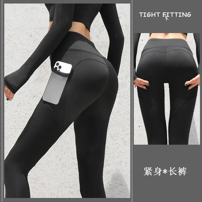 2024 Yoga Pants With Pocket Women Leggings For Fitness Nylon High Waist Long Pants Women Hip Push UP Tights Women Gym Clothing