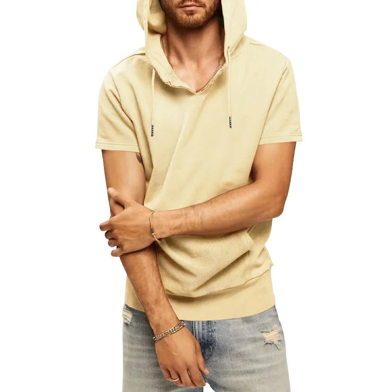 2024 Amazon New Men's Athleisure European and American Hooded Loose Short Sleeves