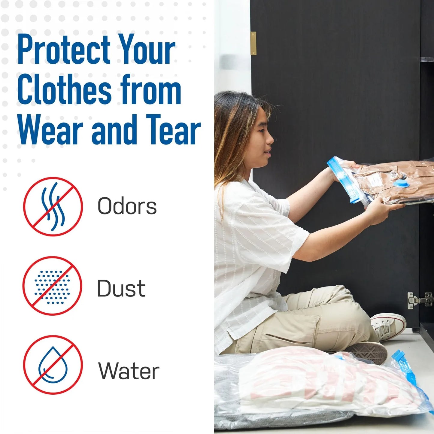 5 Pack Vacuum Storage Bags, Space Saver Bags Compression for Comforters and Blankets, Sealer Clothes Travel Packing Organizer