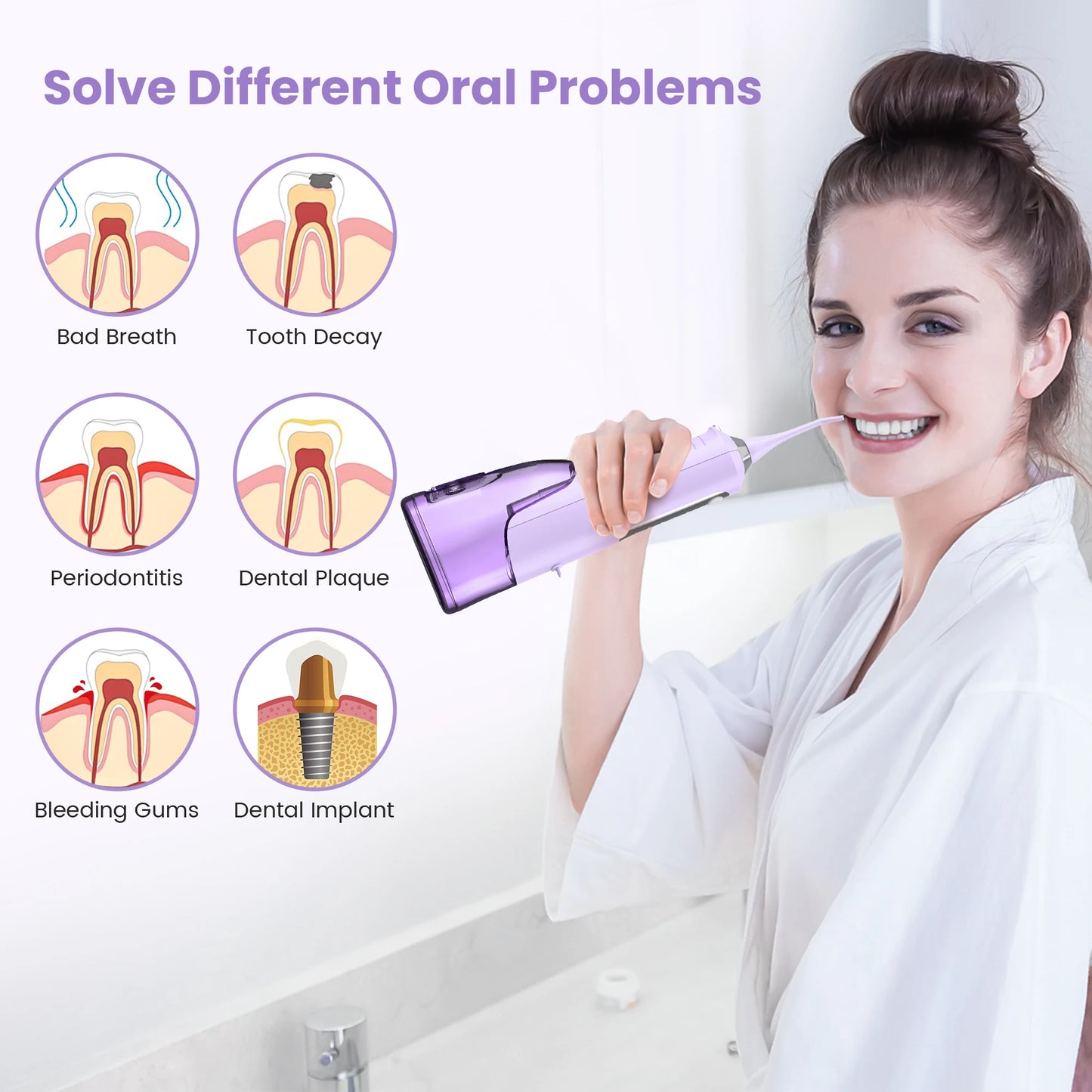 SEJOY Water Flosser for Teeth Irrigator Teeth Whitening Tool Portable Water Pick Personal Care Appliances Dental Teeth Cleaner