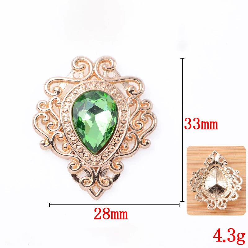 33*28mm Droplet diamond pendant accessories, flat bottom brooch accessories, DIY accessories, headwear accessories 10PCS