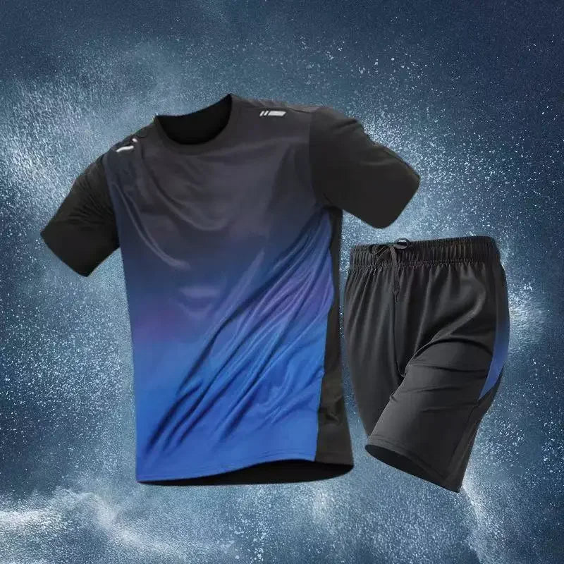 Sports SuitsMan Sets  Quick Drying Breathable Basic Trendy Two Piece Set Outdoor Novelty in Outfit Two-piece T-shirts Shorts Men