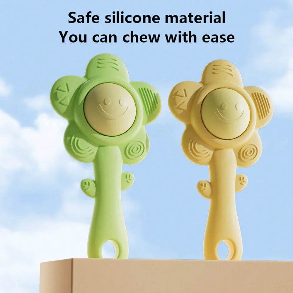 A Teether And Rattle For Babies: Sound, Chewable Toy, Early Learning And Entertainment, Teether, Rattle, Grip Function 3-In-1.