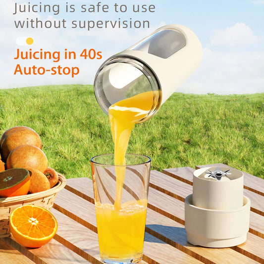 Portable Electric Juicer Blender With Straw 450ML Wreless Juicer Mini Juicing Cup USB Charging 12 Blades Gift Sport Lid