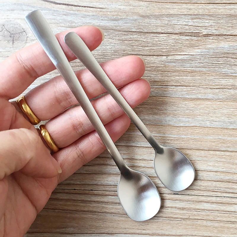 Stainless Steel Coffee Spoon Tableware Household Seasoning Spoon Creative Short Round Dessert Spoon Mixing Spoon